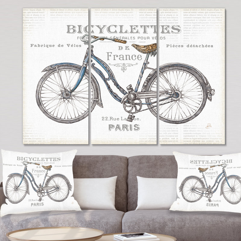 «Paris France Bicyclcles», impression multi-pièces sur toile, H 40 po x l 60 po x P 1 po