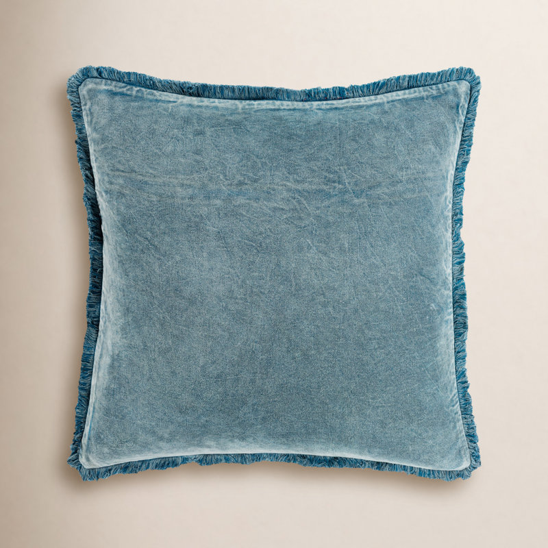 Oreiller Steph, 22 po x 22 po, Denim, Housse de coussin seulement - sans insert