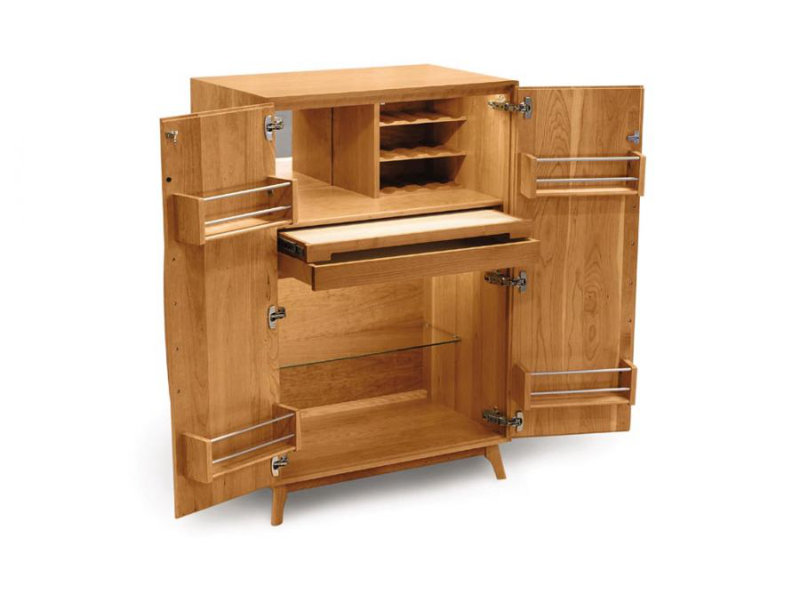 Catalina 33.5'' Solid Wood Bar Cabinet, Natural Cherry