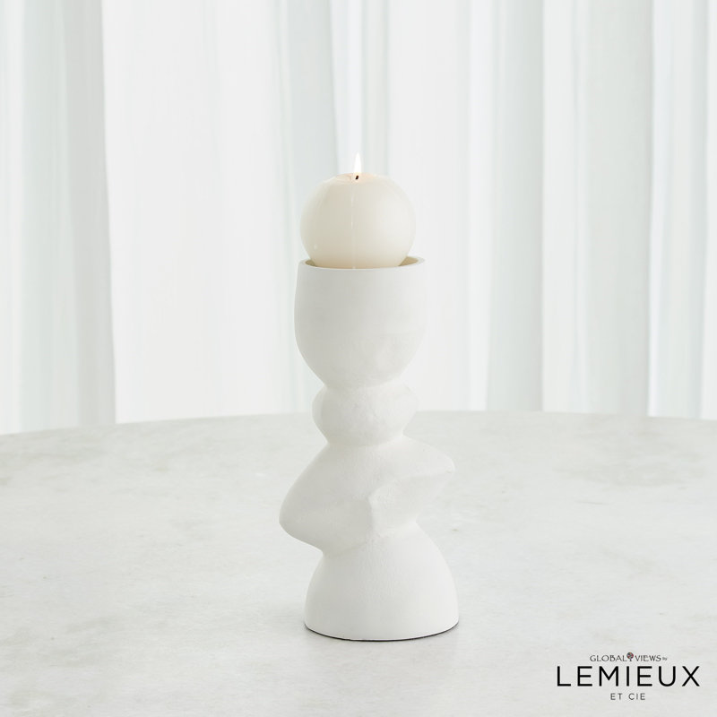 Pradier Candle Holder-White-Med
