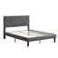 Lit tapissier double moderne avec tête de lit et base de matelas, support en lattes de bois massif, gris, aucun sommier requis, assemblage facile, tête de lit à structure grise, 500 lb