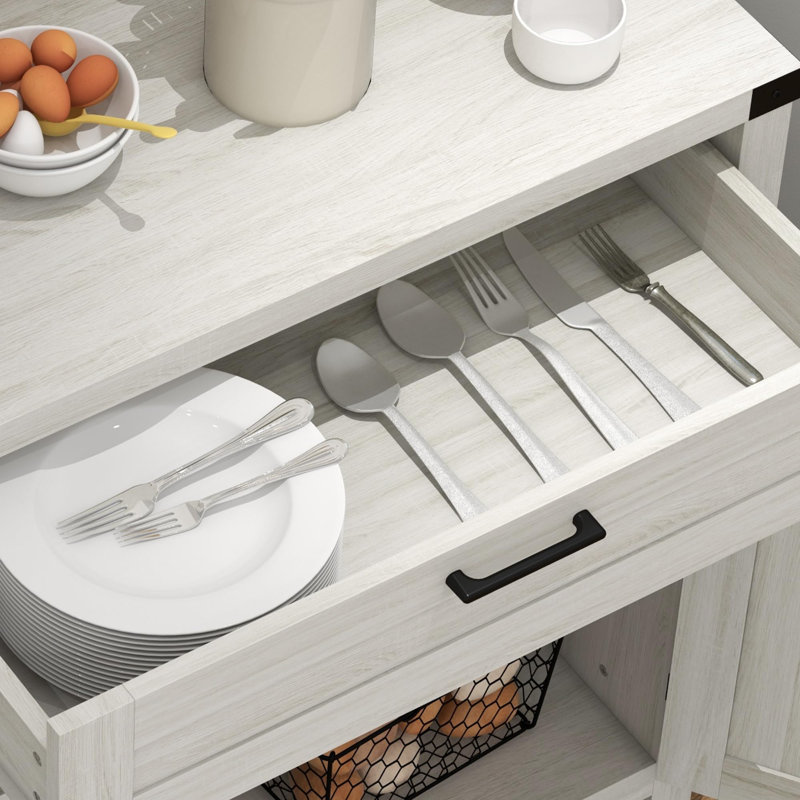 Sideboard Buffet Cabinet with Storage Drawer, White Oak
