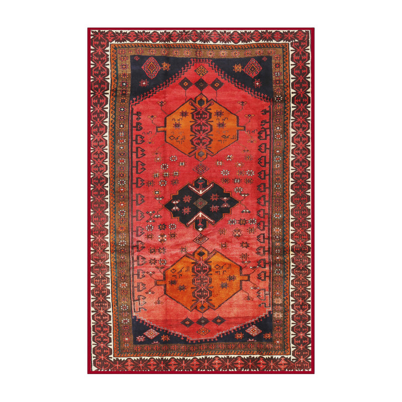 Tapis traditionnel rouge / noir, Rectangle 4 pi x 6 pi