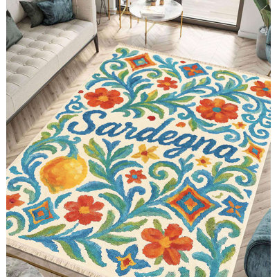 Tapis bleu marine et orange Sardinia