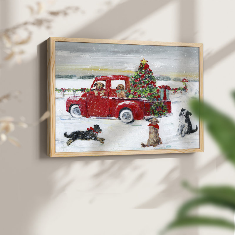 Pooches and Presents -Framed Print - Restickable, H 8 po x l 10 po, Naturel