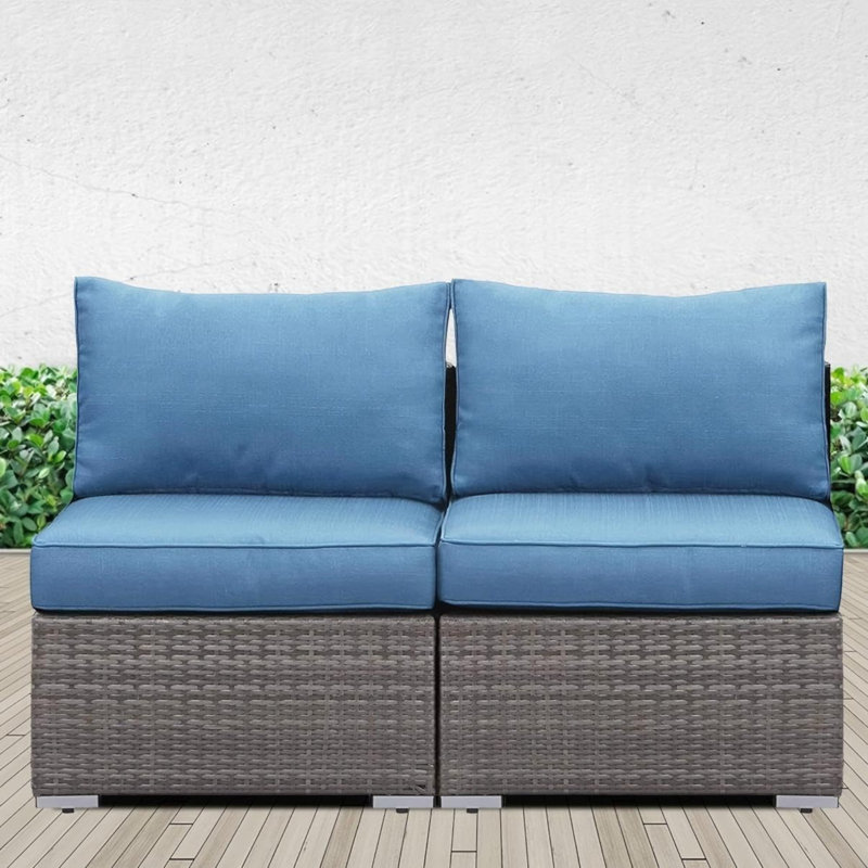 59.8"Width Outdoor Wicker Armless Sofa Set