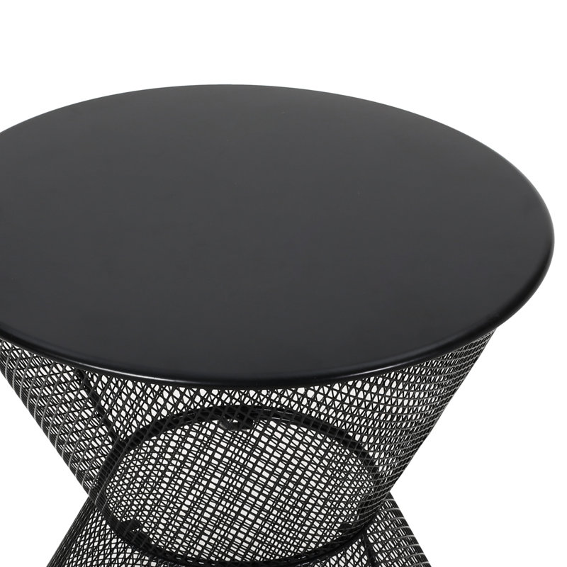 Side Table - Timeless Appeal, Iron Frame, Matte Black Finish, 17.44 In. D X W 18.57 H, Breezy Mesh Modern Table, Construction, Black, Rounded Silhouette, Depth Width Height, Stable