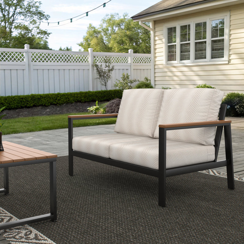 Causeuse d'extérieur 55 po avec coussins Sunbrella® Townsend, Argent coulé Sunbrella®, None