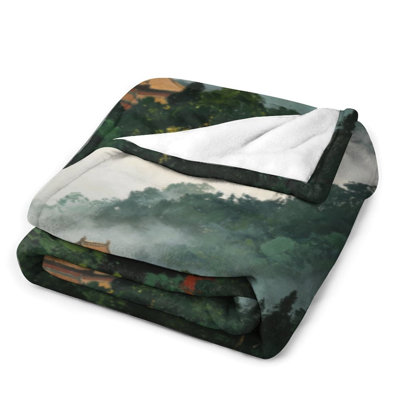 Misty Mountains Hide Luxury Flannel Throw Blanket, Soft Warm Fuzzy Blanket for Living Room Sofa Bed Home Decor