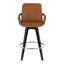 Tabouret de comptoir à hauteur fixe en similicuir de 26 po avec pieds en bois noir et repose-pieds rond Whitacre-113645588