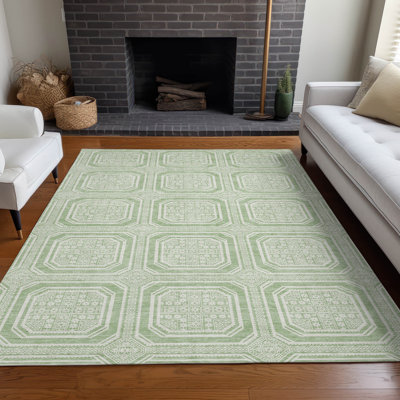 Tapis menthe intérieur / extérieur lavable à la machine Claudian ACN1458