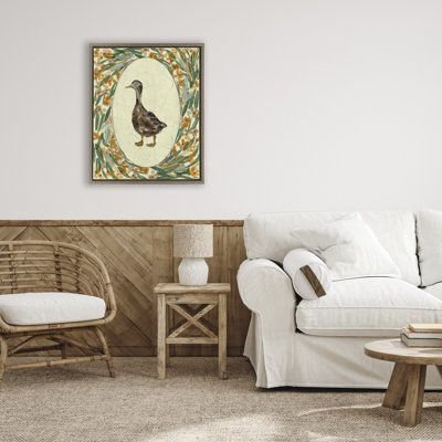Traditional Floral Duck Portrait Floating Frame, design by Yen