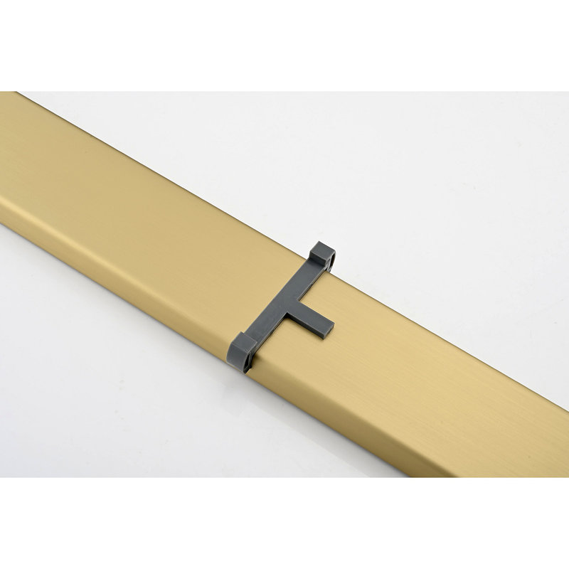 12 Inches Linear Shower Drain, Included Hair Strainer And Leveling Feet, Brushed Gold