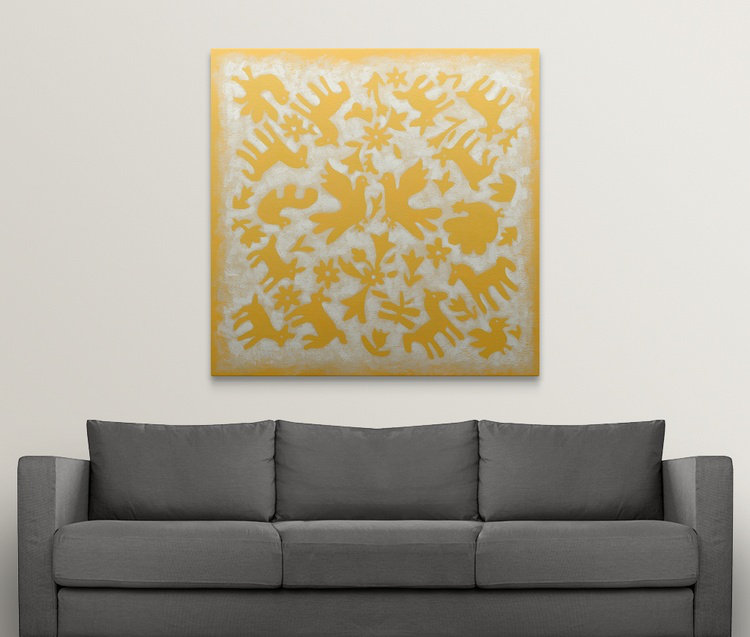 «Folk Story» par Elyvia, impression, H 30 po x l 30 po x 1,5 po, Toile