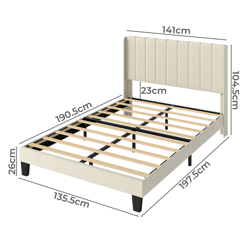 Upholstered Bed, Beige, Double (4'6)