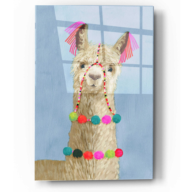 «Adorned Llama III» par Victoria Borges, art mural acrylique, H 16 po x l 12 po x P 0,13 po
