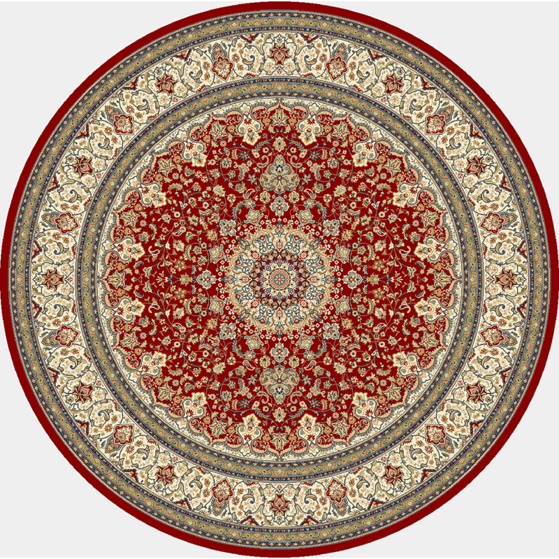 Tapis oriental rouge / ivoire Attell, Rond 5 pi 3 po