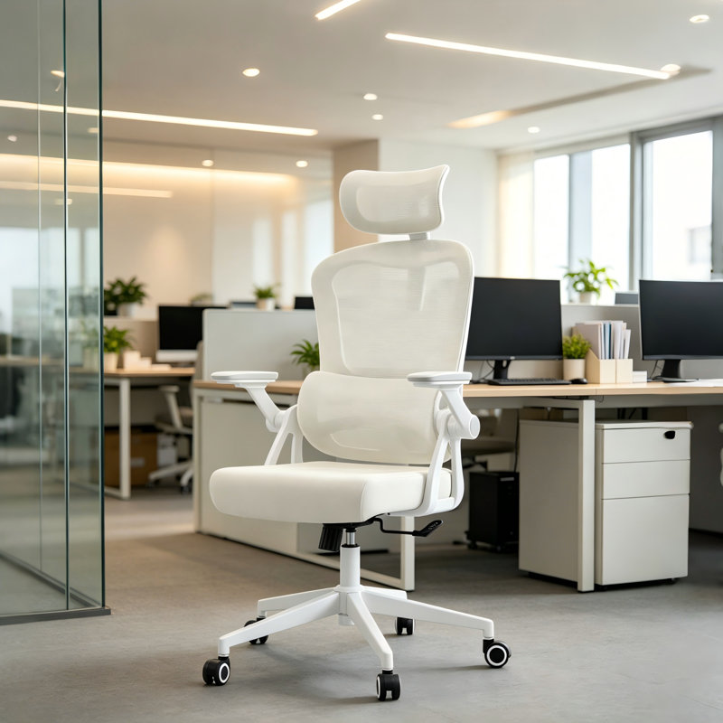 Chaise de bureau ergonomique à double dossier, avec support lombaire réglable et dossier inclinable — ensemble bureau et chaise pour bureau à domicile, chaise d'ordinateur à dossier haut, chaise de bureau en maille respirante