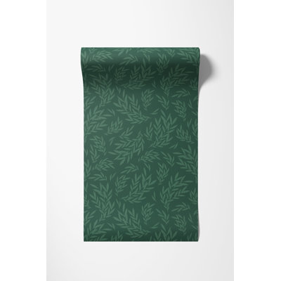 Papier peint à motif de feuilles vertes, H 125 po x l 25 po, papier pré-collé