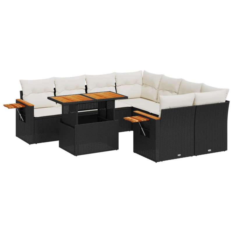 Ensemble de canapé de jardin en rotin PE 9 pièces Vidaxl
