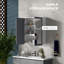 Armoire à pharmacie de salle de bain murale avec miroir, rangement et 2 tablettes réglables, blanc