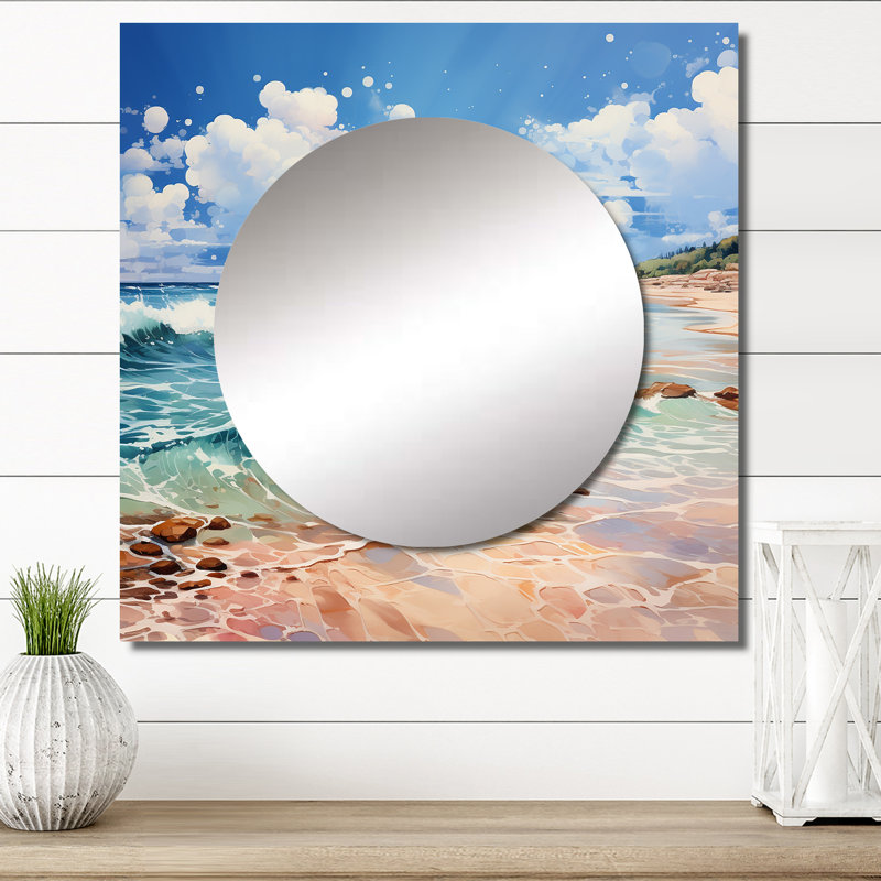 Décoration murale relaxante Beach Breezes II - Miroir carré Beach & Ocean, 23 po x 23 po