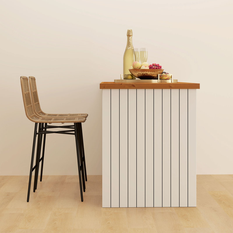 Ensemble de 2 tabourets de bar à hauteur de comptoir en rotin avec dossier , Brun