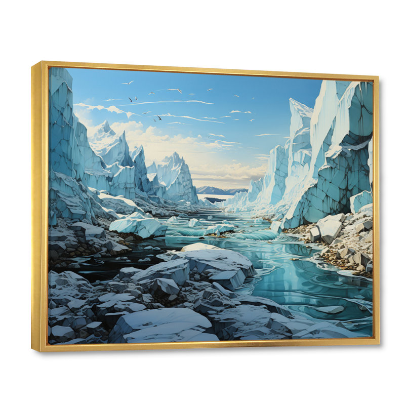 Bittick Glacier Glacial Winter Symphony II - impression, H 16 po x l 32 po, Cadre flottant doré