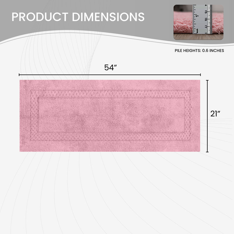 Tapis pour salle de bain Antigona, l 21 po x L 54 po, Rose