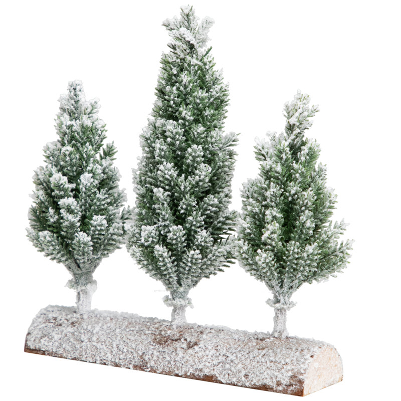 Décoration de Noël trio de sapins givrés - 8 po - non éclairé