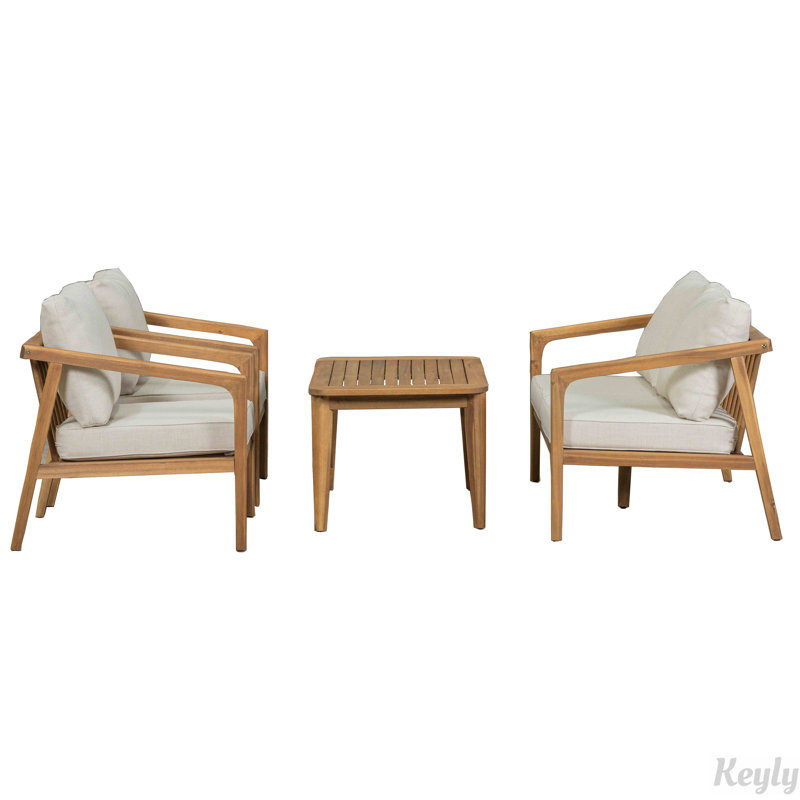 Ensemble de conversation d'extérieur 4 pièces en bois d'acacia