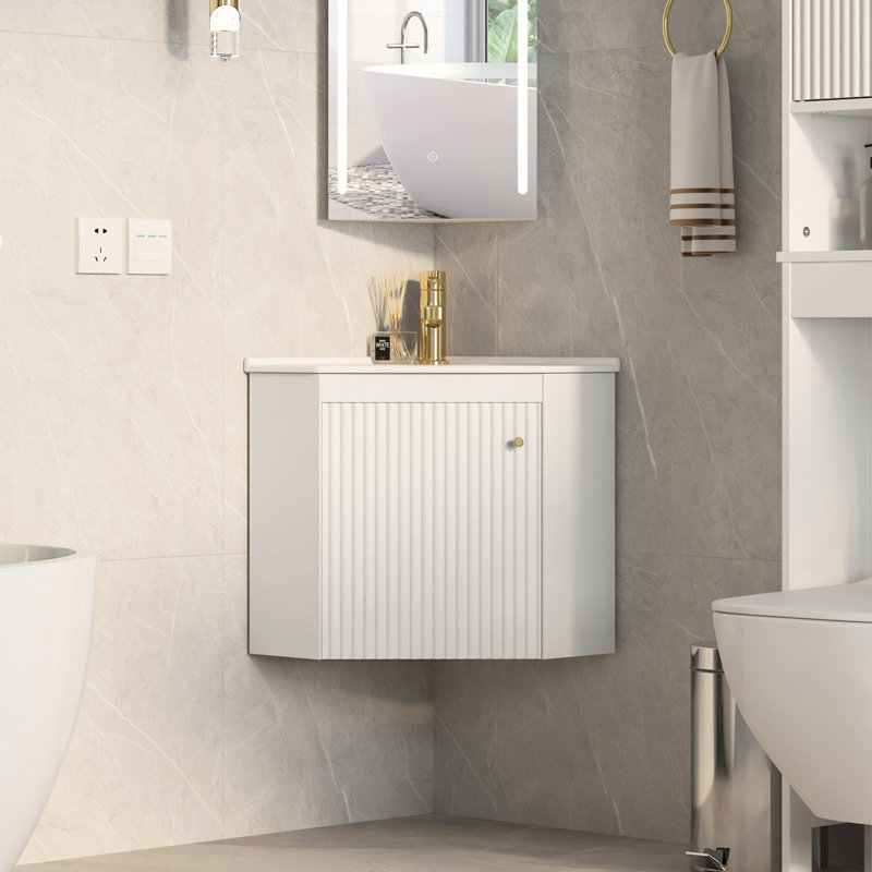 24'' Corner Single Bathroom Vanity Set With Ceramic Top