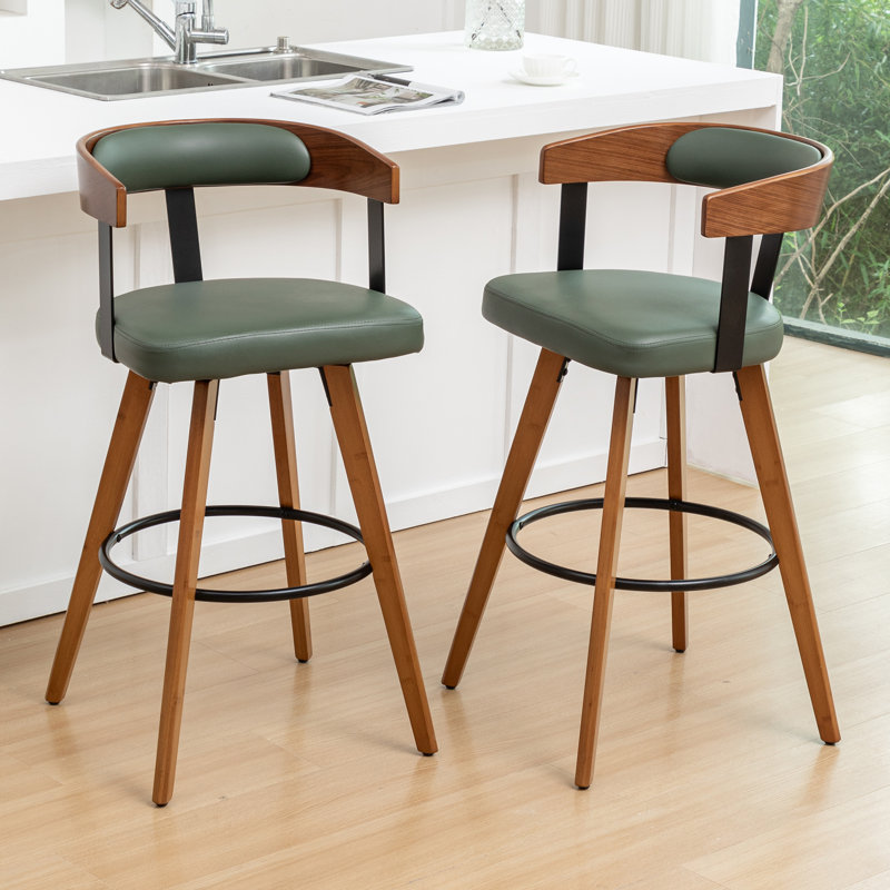 Tabourets de bar pivotants en cuir Modern, Vert, Tabouret de bar (siège d'une hauteur de 29,17 po)