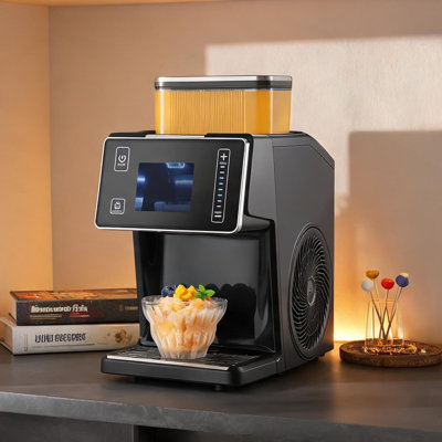 Deep Black ABS Snowflake Ice Maker with 8 Speeds, Portable Flake Ice Machine for Home Gatherings