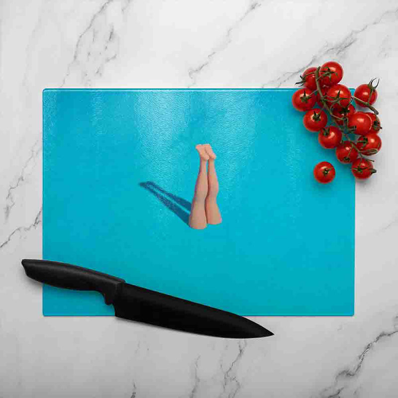 Swimming Dive Glass Chopping Board, 40cm L x 28cm W