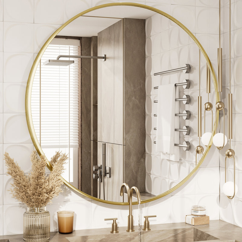 Miroir de salle de bain Molly Easy, 40 po x 40 po, Doré