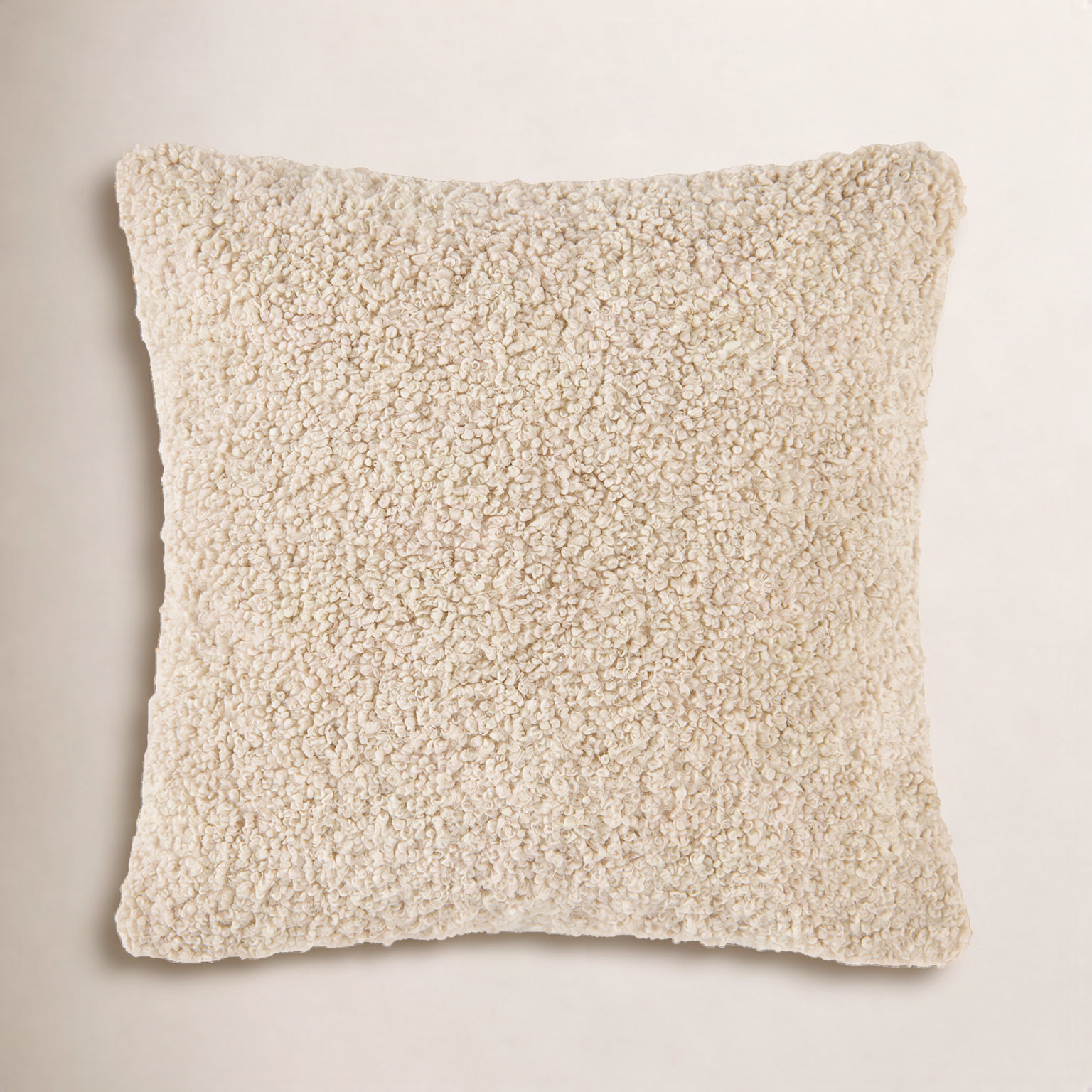 Teddy Throw Pillow, 18"H x 18"W, Cream