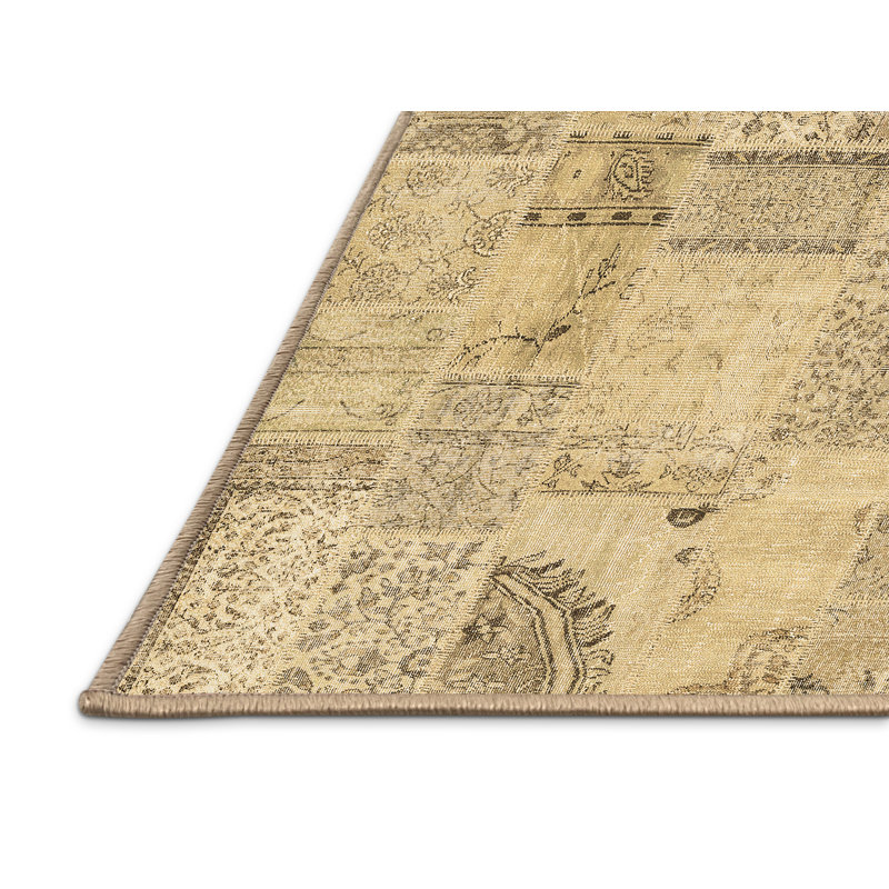 Washable Patchwork Indoor Rug, Runner 2' x 5'