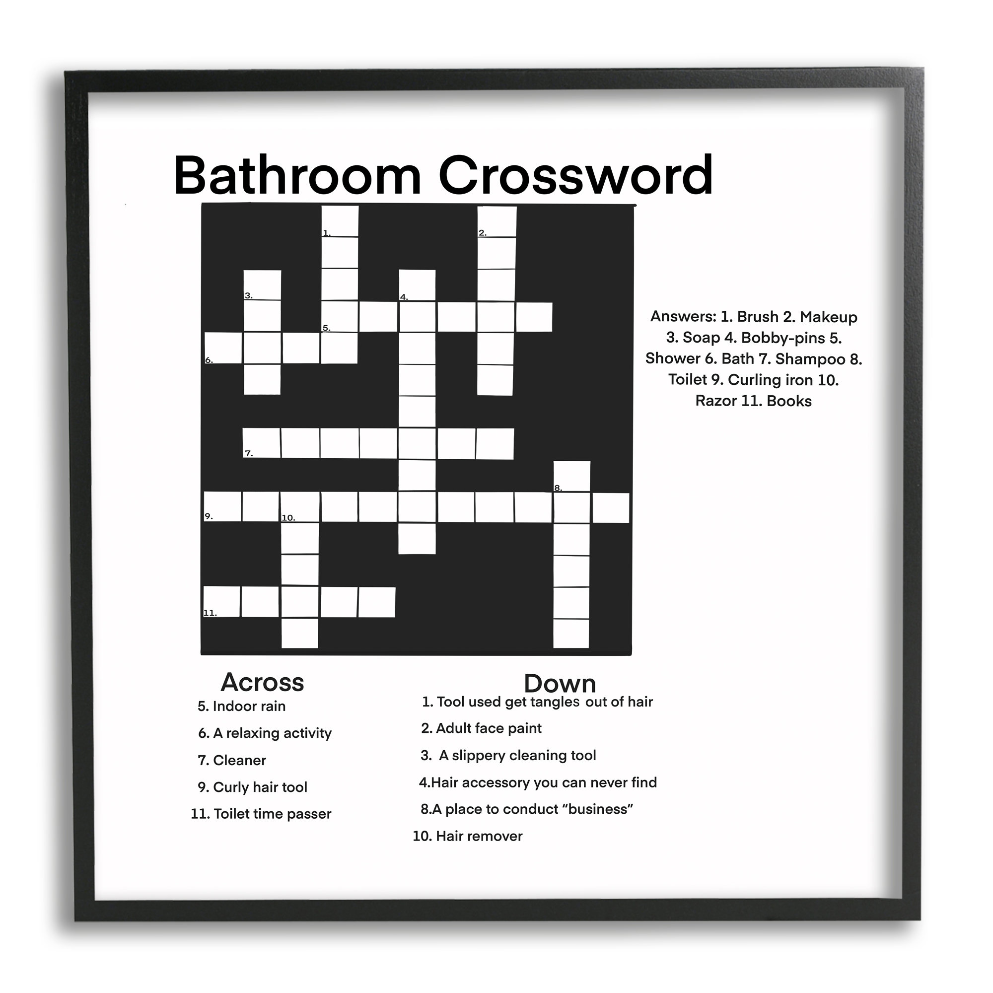 Stupell Industries Crossword Bathroom Puzzle Fun Toilet Game Sign Ashley Singleton | Wayfair