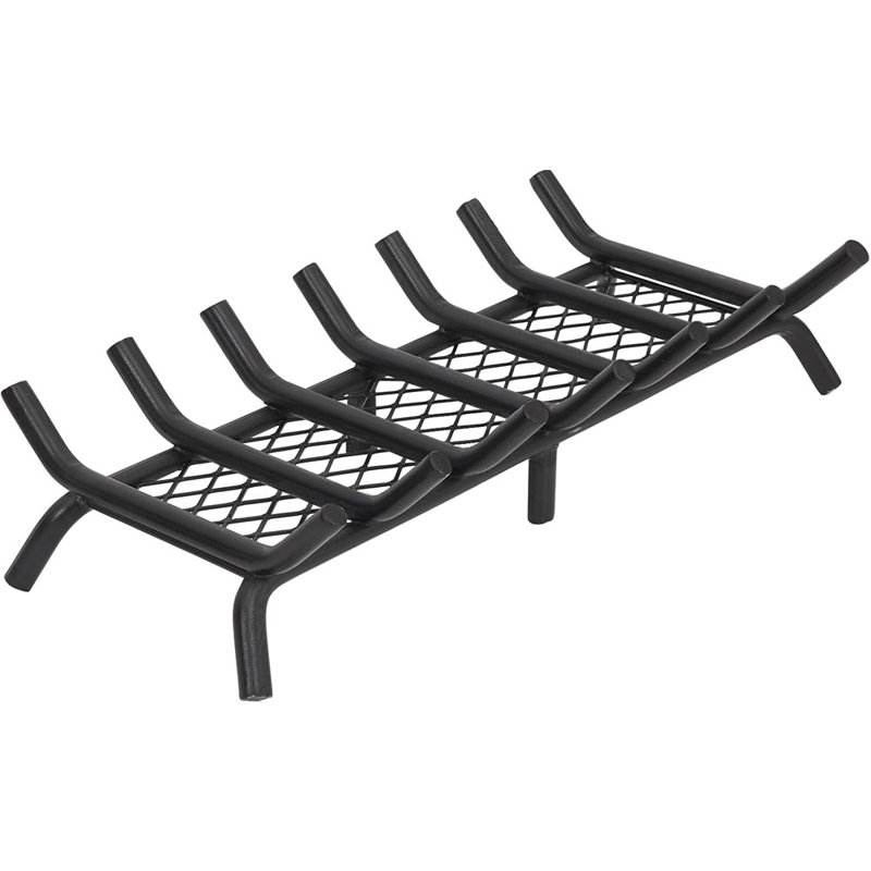 Grille de foyer 27 pouces avec retenue de braise | Grille de foyer avec barre ronde en acier robuste de 3/4 po | Aucun assemblage requis Grille de foyer pour foyer de bois de chauffage