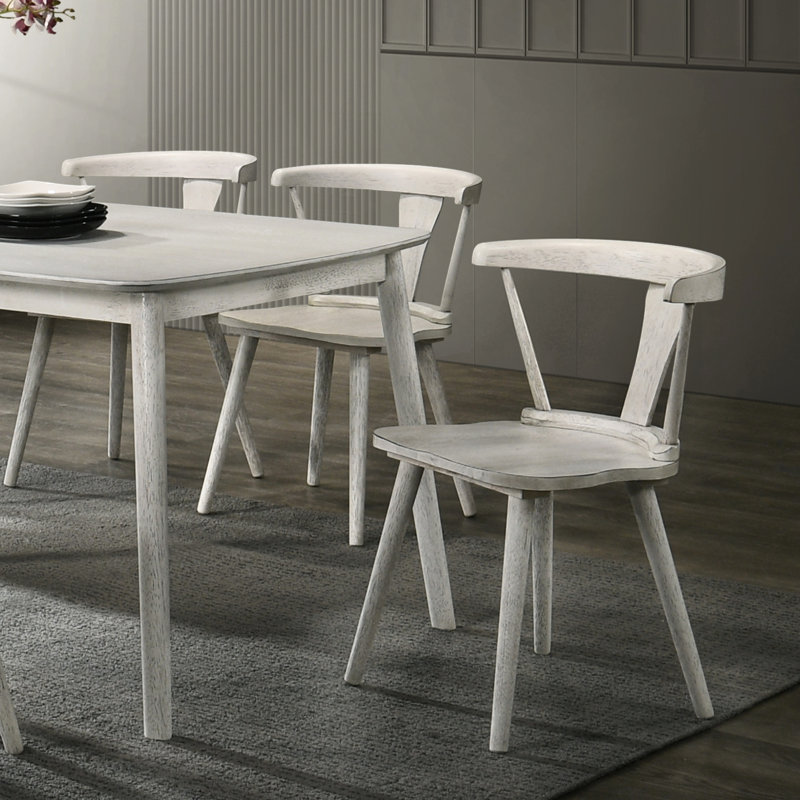 Chaise de salle à manger rustique en bois massif 2 pièces de style rétro, de couleur blanche et facile à assembler pour les pièces