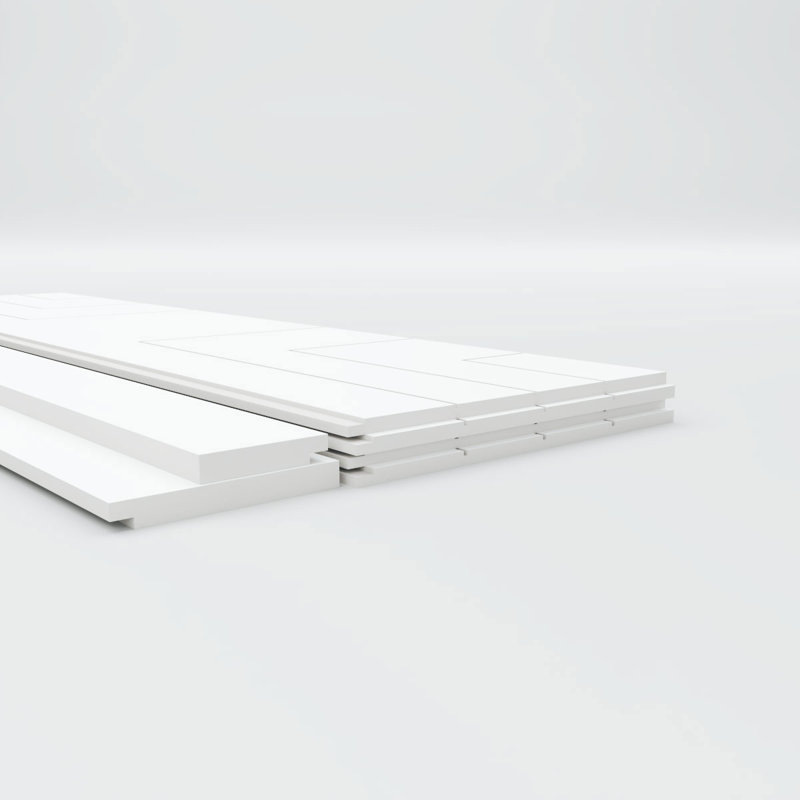 White Smooth PVC Mid Century Modern Wainscot Paneling Kit