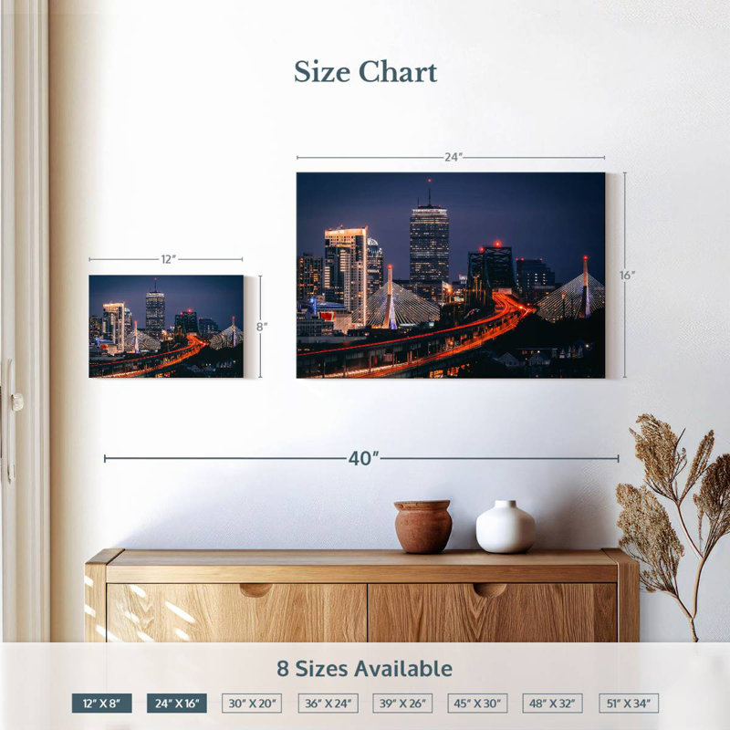 Lynelle Boston Nighttime Skyline, 16" H x 24" W
