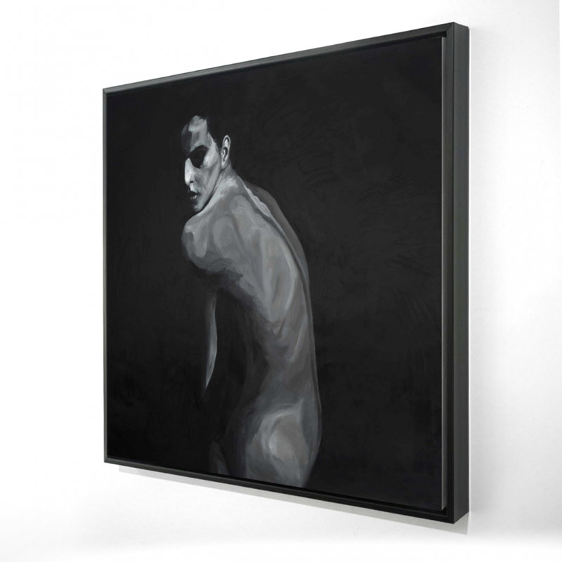 Toile dénudée, art figuratif encadré, H 25,25 po x l 25,25 po