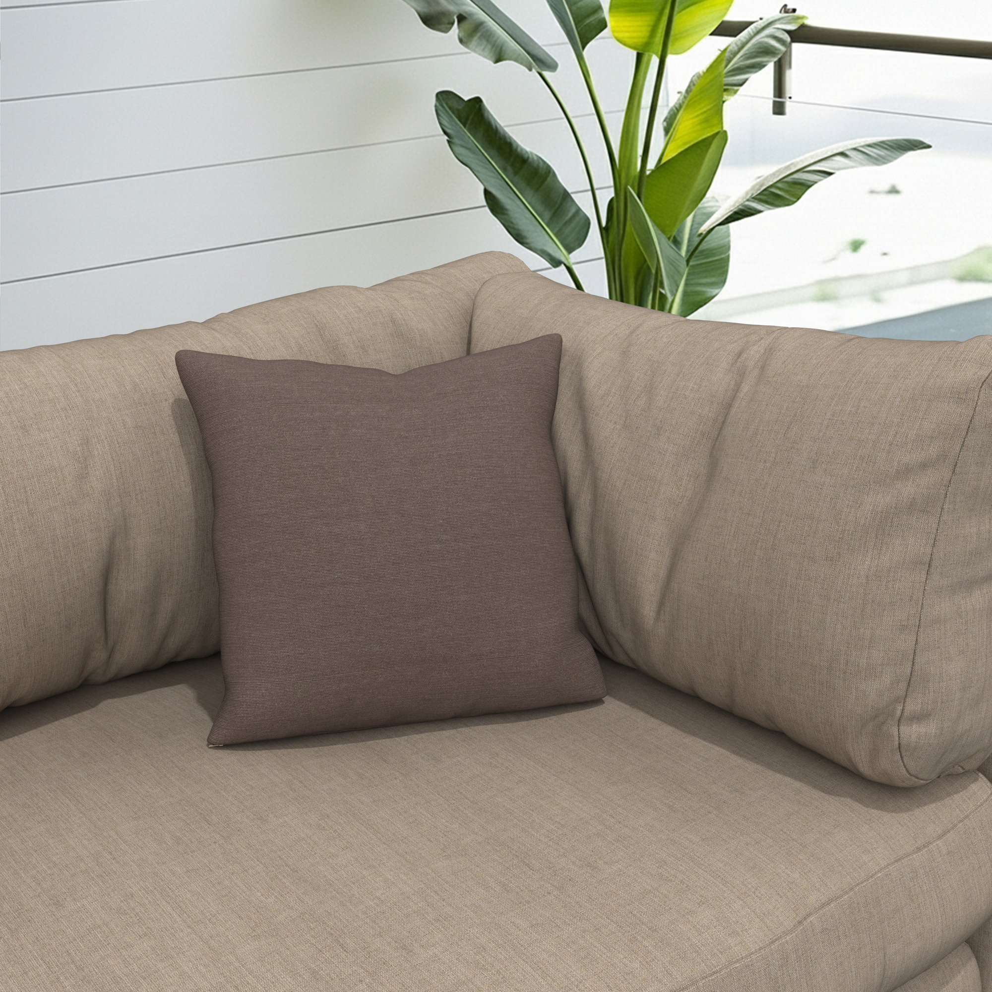 Gabi Indoor/Outdoor Throw Pillow, Square 16", Brown