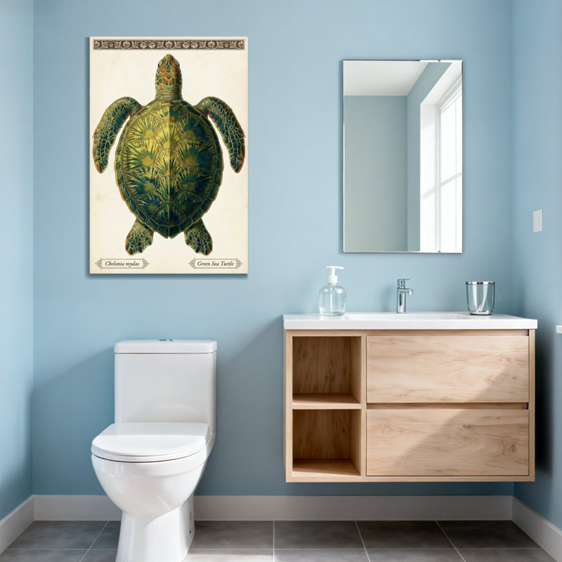 Animaux, tortue de mer verte, reproduction d'art, H 18 po x l 12 po