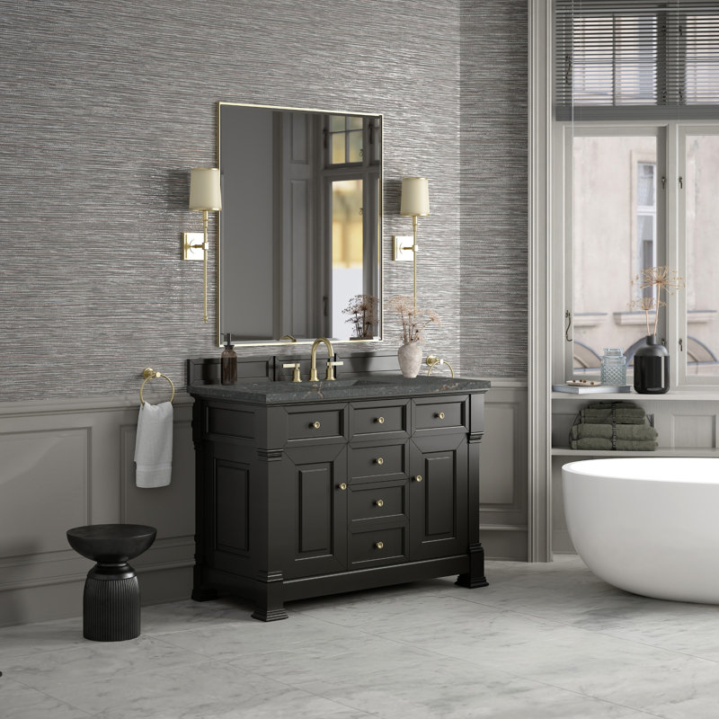 Brookfield 48'' W Single Vanity, Parisien Bleu, Black Onyx, Widespread