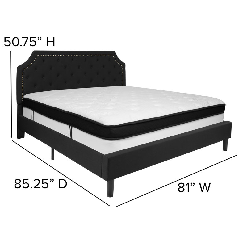 Matelas arqué touffeté et matelas à ressorts ensachés Aluino, Très grand, Noir