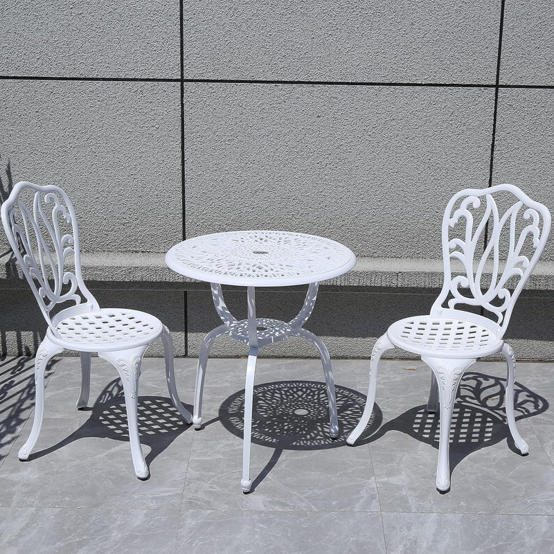 Ensemble de conversation en métal Shawsville, Blanc