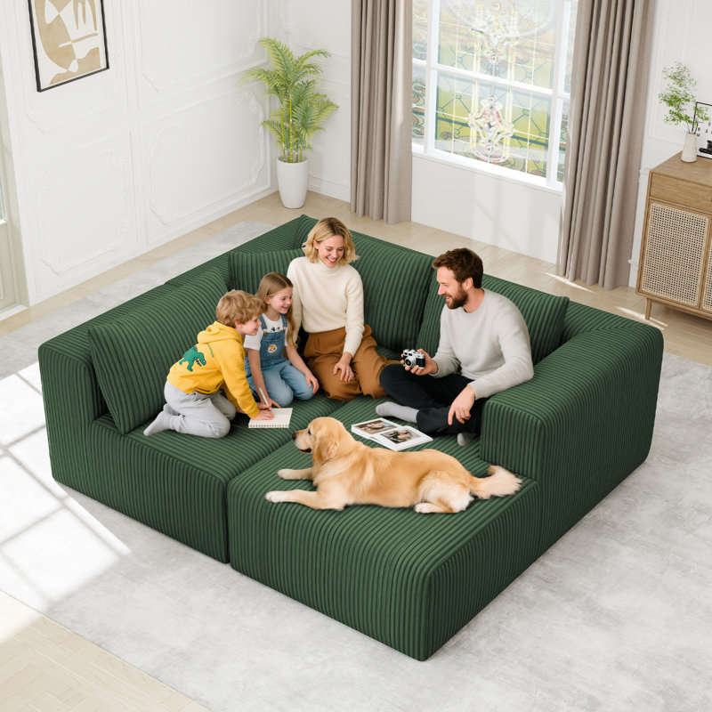 Canapé modulaire Boneless 109 po Cloud, Orienté à droite, Vert